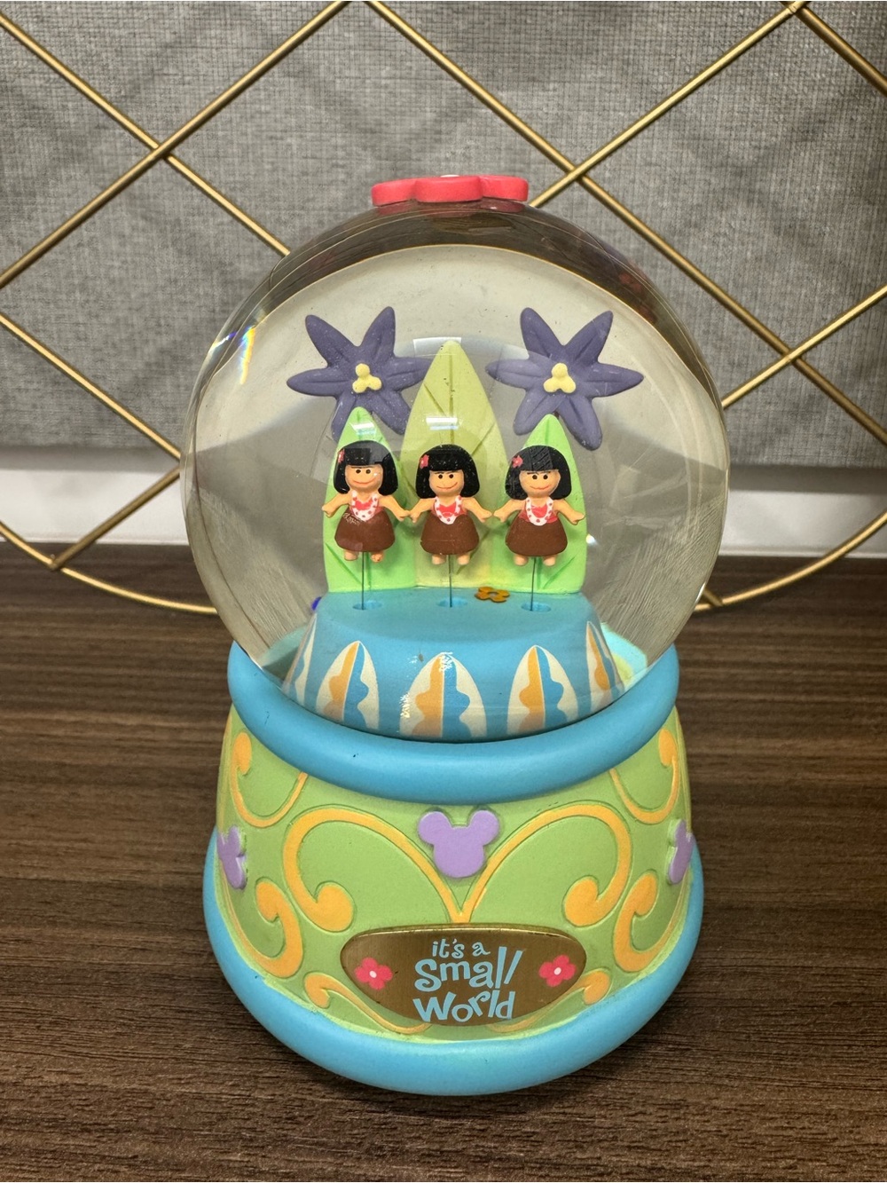 Disneyland It’s a small world Hula Girl Snow Globe